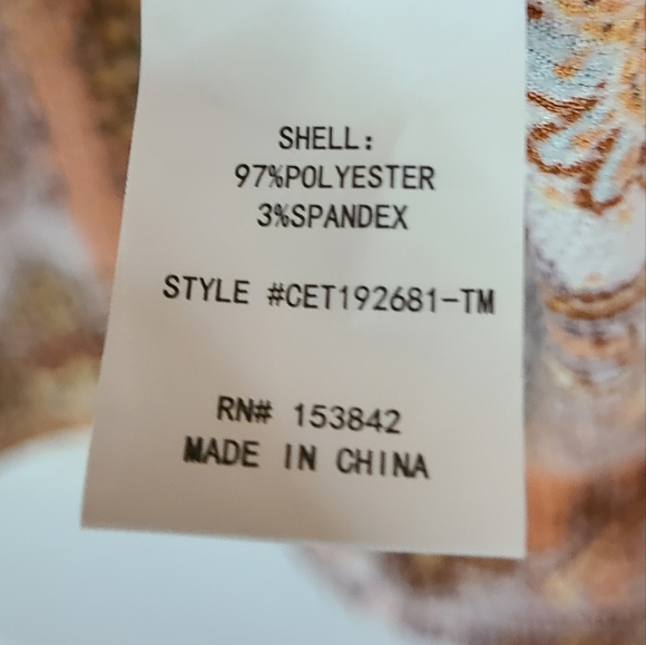 (595) Melloday Woman's  3/4 Length  Blouse,  Size: Large Color: Harvest - Picture 8 of 12